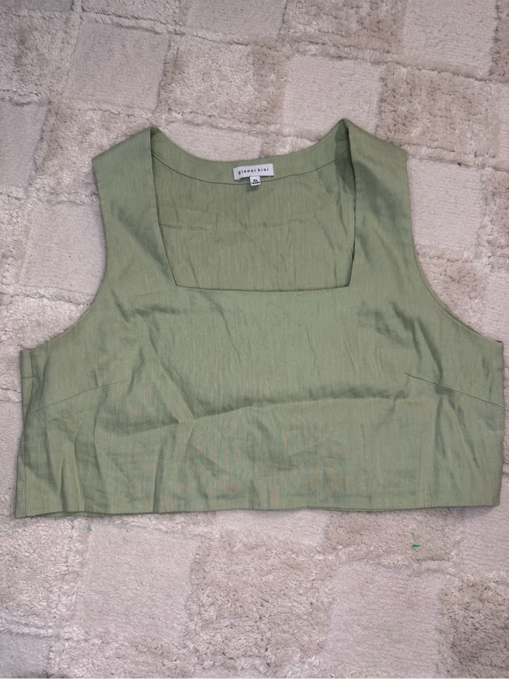 Gianni Bini Linen Seafoam Green Square Neck Crop Top